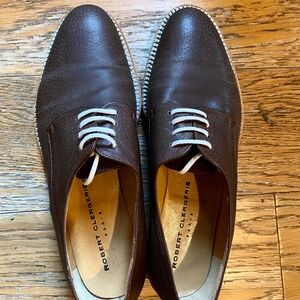 Robert Clergerie Paris med brown leather walking shoes w white laces size 7.5